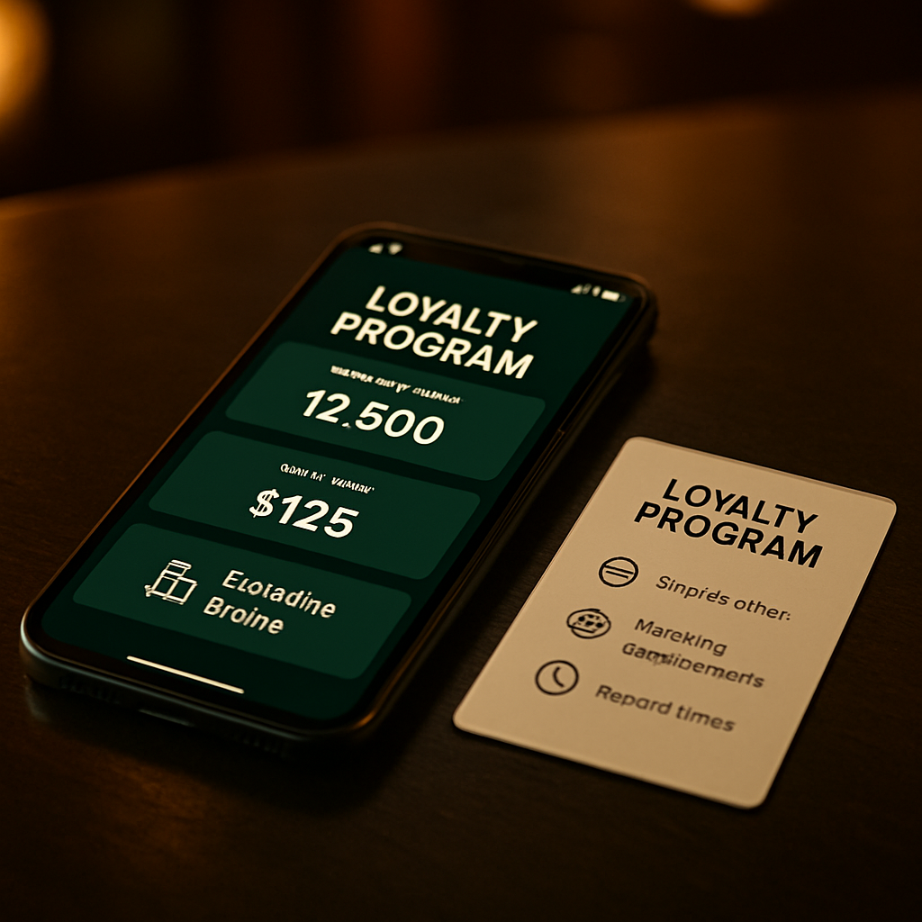 A smartphone shows points, cashback, and bonus rewards beside a card hinting at eligibility,